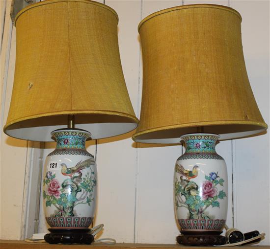 Pair of Chinese ceramic table lamps